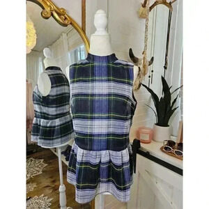 J. Crew Women's Size XS Gilded Highland Tartan Sleeveless Peplum Blouse